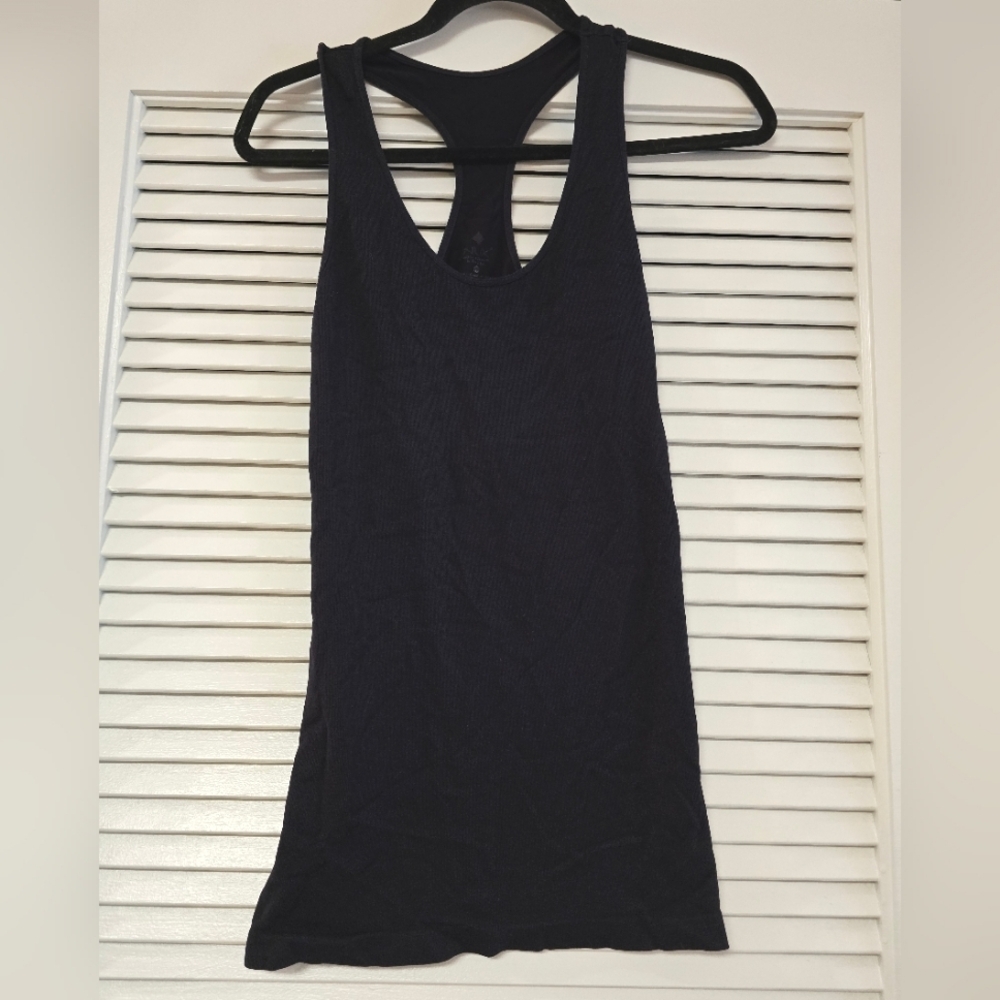 NUX - Black Ribbed Stretch Racerback Athletic Workout Tank Top